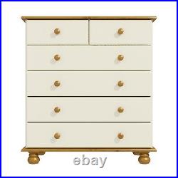 Cream and Pine Solid Spacious 2+4 Chest of Drawers Bedroom furniture