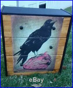 Custom Made 3 Drawer OUIJA BOARD RAVEN Chest Nightstand! Stunning! WICCAN