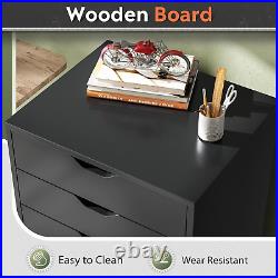 DEVAISE 7-Drawer Chest, Wood Storage Dresser Cabinet with Wheels, Black