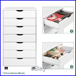 DEVAISE 7 Drawers Chest Storage Dresser Cabinet with Removable Wheels Classic