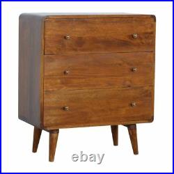 Dark wood Mid Century Solid Wood 3 Drawer Curved Chest of Drawers AF Cabinet