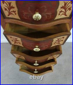 Decorator's Lingerie Chest, 7 Drawer Slender Dresser, Marquetry Inlay Style (c)