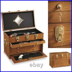 Display Chest 4 Drawer Collector's Cabinet Hardwood Oak Organizer Lockable Case