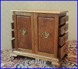 Dollhouse miniature very rare 18th c. Chest of 8 drawers by Jim Hall, signed