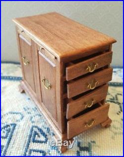 Dollhouse miniature vintage very rare 18th c. Chest of drawers by Jim Hall