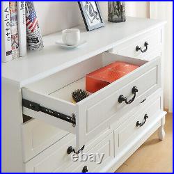 Double 8-Drawer White Storage Modern Dresser Cabinet Wood Chest for Bedroom