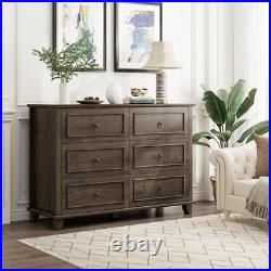 Double Dresser 6 Drawers Chest Of Drawers Bedroom Storage Organizer Cabinet Wood