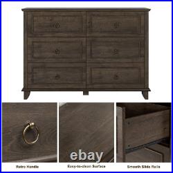 Double Dresser 6 Drawers Chest Of Drawers Bedroom Storage Organizer Cabinet Wood