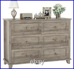 Double Dresser Chest of Drawers Wash Gray Wood 47 inch Wide Bedroom Living Room