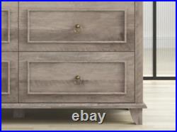 Double Dresser Chest of Drawers Wash Gray Wood 47 inch Wide Bedroom Living Room