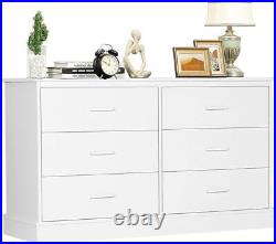 Double Dresser of 6 Drawer Wood Storage Clothes Organizer Large Capacity Cabinet