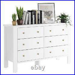 Drawer Chest Dresser Storage Wood Nightstand with 6 Drawers Furniture, White