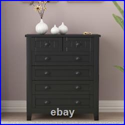 Drawers Dresser Solid Wood Chest of Drawers withRetro Shell Handle Storage Cabinet