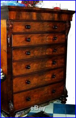 Dresser 6 Drawers, Antique Scottish Chest, 64 high, 24 Deep, 53 Wide