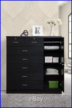 Dresser Bedroom 7-Drawer Chest Jumbo Wood Home Closet Storage Organizer Black