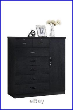 Dresser Bedroom 7-Drawer Chest Jumbo Wood Home Closet Storage Organizer Black
