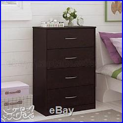 Dresser Chest 4 Drawer Bedroom Storage Modern Wood Furniture Brown Coffee