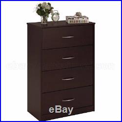 Dresser Chest 4 Drawer Bedroom Storage Modern Wood Furniture Brown Coffee