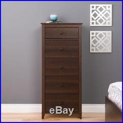 Dresser Chest 5 Drawers Deep Espresso Dark Brown Bedroom Furniture Tall Narrow