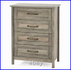 Dresser Chest Of 4 Drawers Bedroom Modern Farmhouse Vintage Rustic Gray Antique