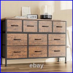 Dresser TV Stand, 10 Drawer Dresser for Bedroom with Power Outlet, Chest of Draw