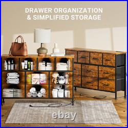 Dresser TV Stand, 10 Drawer Dresser for Bedroom with Power Outlet, Chest of Draw