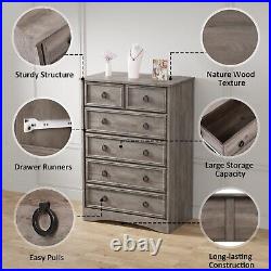 Dresser With 6 Drawers, Tall Chest of Drawers Organizer Storage Bedroom Cabinet