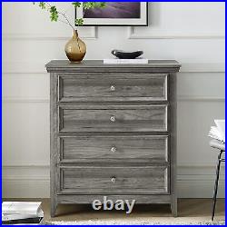 Dresser for Bedroom, 4 Chest of Drawers, Wood Dresser Grey, Tall Nightstand Hallway