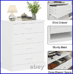 Dresser for Bedroom 4 Drawers Dresser Clothes Organizer Chests of Drawer (White)