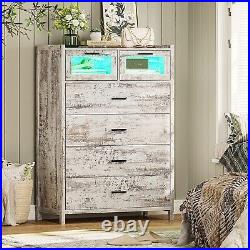 Dresser for Bedroom Chest of Drawers withLED Lights Large Capacity Storage Cabinet