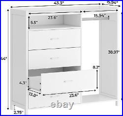Dresser for Bedroom withClothing Rack Chest of Drawers withLED Light Bedroom Closet