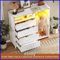 Dresser for Bedroom withClothing Rack Chest of Drawers withLED Light Bedroom Closet
