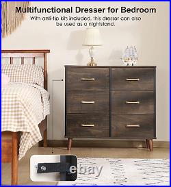 Dresser for Bedroom with 6 Drawers, Storage Drawer Organizer, Wood Chest of Draw