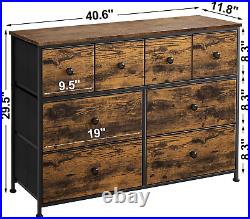 Dresser for Bedroom with 8 Drawers Fabric Dresser Chest of Drawers with Wooden T