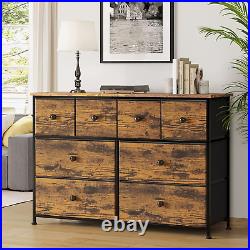 Dresser for Bedroom with 8 Drawers Fabric Dresser Chest of Drawers with Wooden T