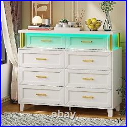 Dresser with 8 Drawers Chest of Drawers Tall Wide Dresser White Storage Cabinet