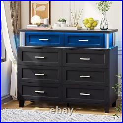 Dresser with 8 Drawers and LED Light Large Storage Cabinet Chest of Drawers