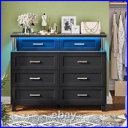 Dresser with 8 Drawers and LED Light Large Storage Cabinet Chest of Drawers