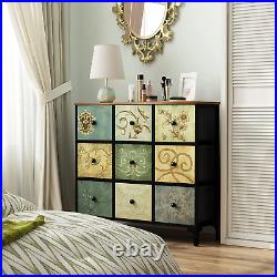 Dresser with 9 Drawers, Tall Storage Dresser for Bedroom, Modern Chest of Drawer