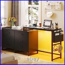 Dresser with LED Light and Desk Reversible Corner L Shaped Chest of Drawers Home