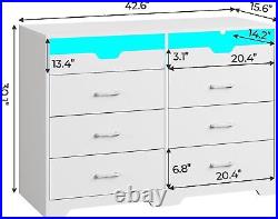 Dresser with LED Lights for Bedroom Chest of Drawers Bedroom Storage Organizer