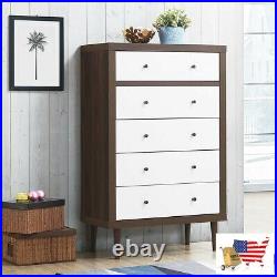 Dressers 5 Drawer Dresser Wood Chest of Storage Cabinet Organizer Free Standing