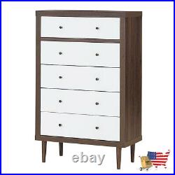 Dressers 5 Drawer Dresser Wood Chest of Storage Cabinet Organizer Free Standing