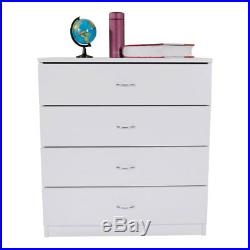 Dressers Chest of Drawers 4 Drawer Soft White Finish Bedroom Storage Furniture