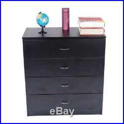 Dressers Chest of Drawers 4 Drawer Wooden Black Finish Bedroom Storage Furniture