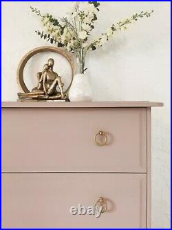 Dusky pink Stag Minstrel Tallboy Chest of Drawers boho / chic