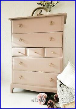 Dusky pink Stag Minstrel Tallboy Chest of Drawers boho / chic