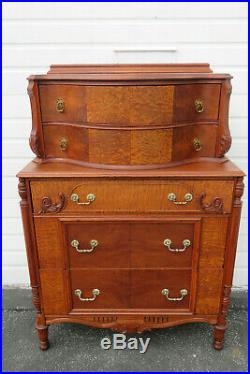 Early 1900s Tall Inlay Serpentine Chest of Drawers 9711