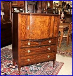 Edwardian Antique Inlaid Mahogany Chest Of Drawer Gentlemens Cabinet, Sideboard