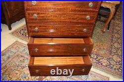 English Antique Mahogany Wood 5 Drawer Chest Bedroom Furniture Cabinet